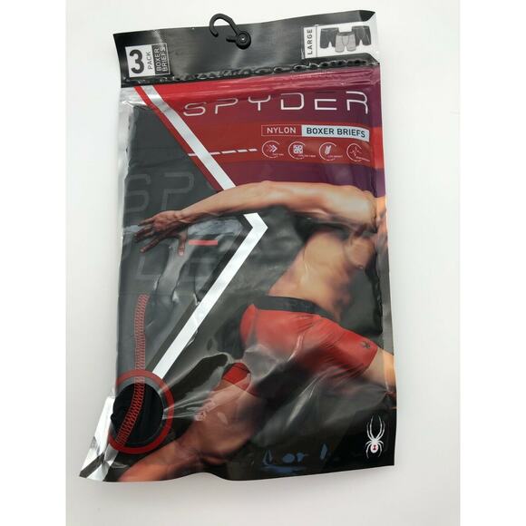 Spyder Men's Performance Nylon Boxer Briefs 3-pack Black/Grey Size L - Picture 4 of 12